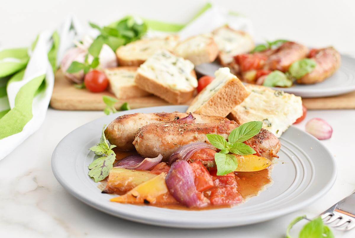 Sausage Casserole with Garlic Toasts