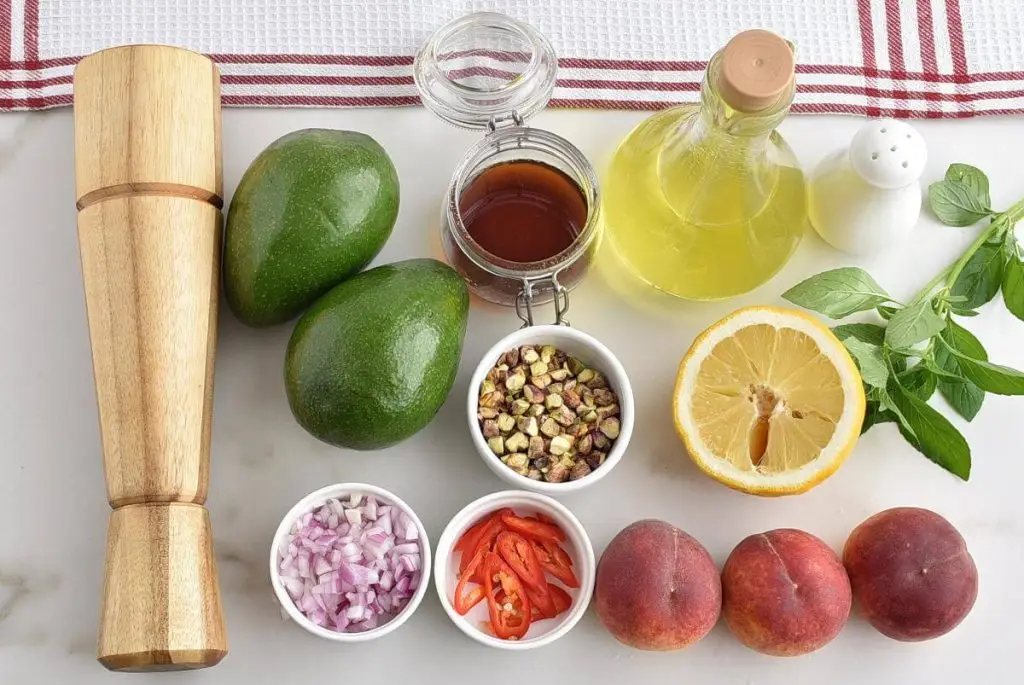 Ingredients for Spicy Peach and Avocado Salad