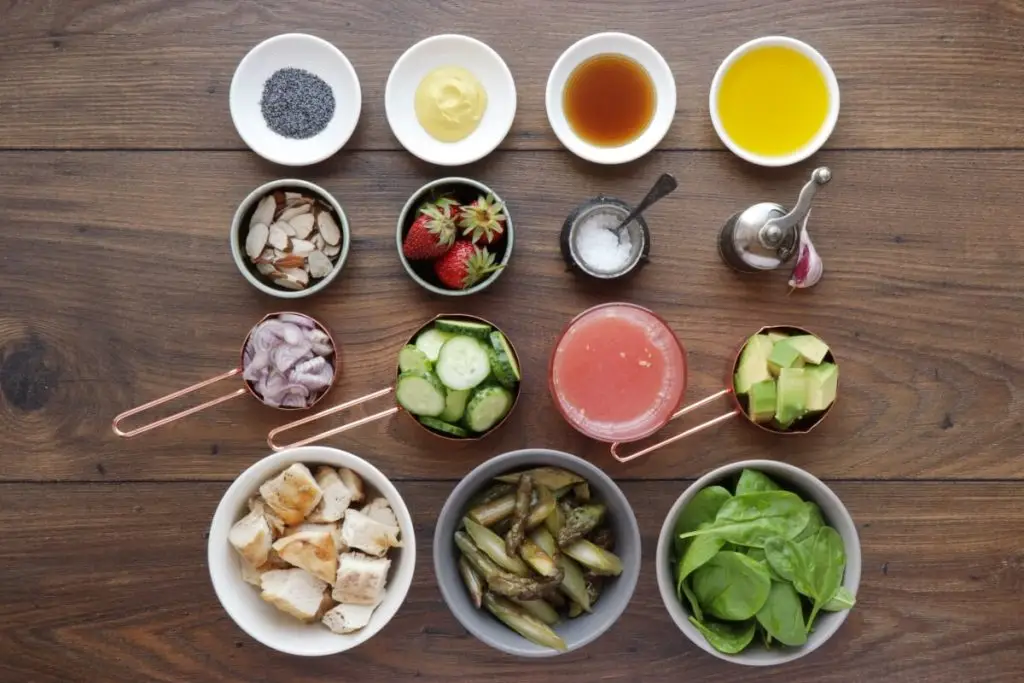 Ingredients for Strawberry Spinach Jar Salad