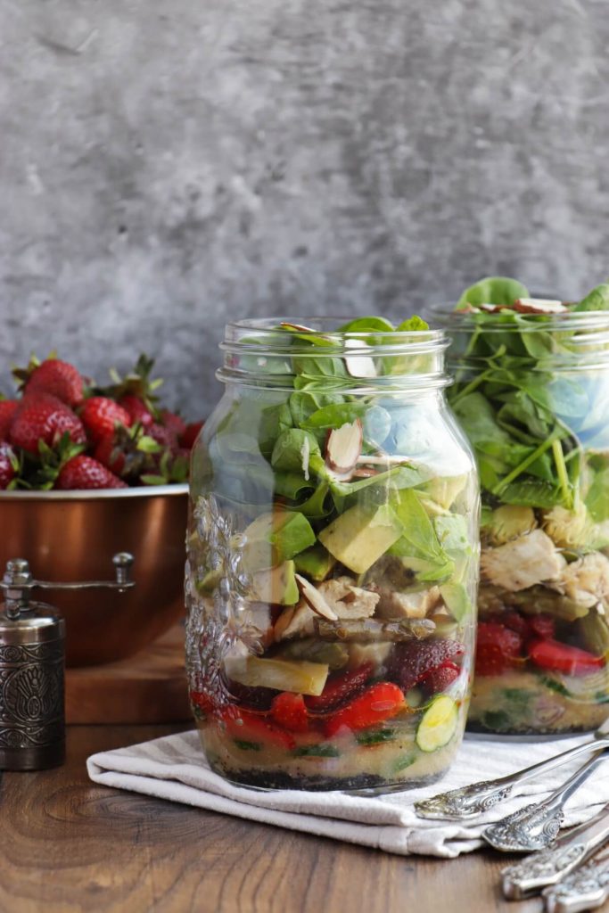 Strawberry Spinach Jar Salad