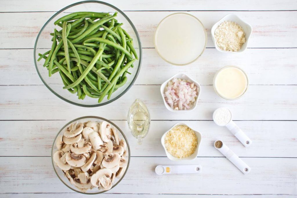 Ingridiens for The Best Healthy Green Bean Casserole
