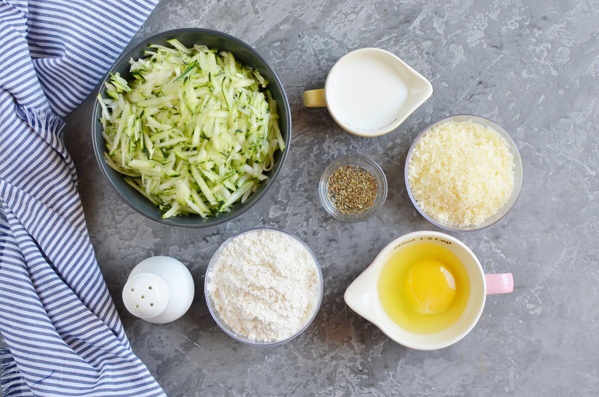 Ingridiens for Zucchini & Parmesan Savory Waffles