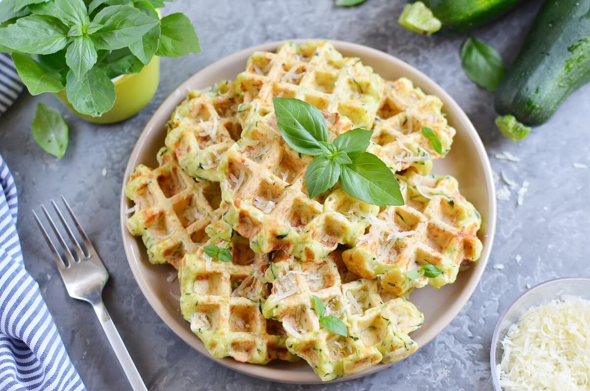 Zucchini & Parmesan Savory Waffles