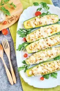Buffalo Chicken Zucchini Boats