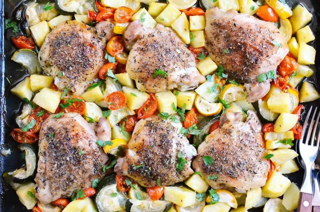 Crispy Chicken Thighs One-Pan Meal