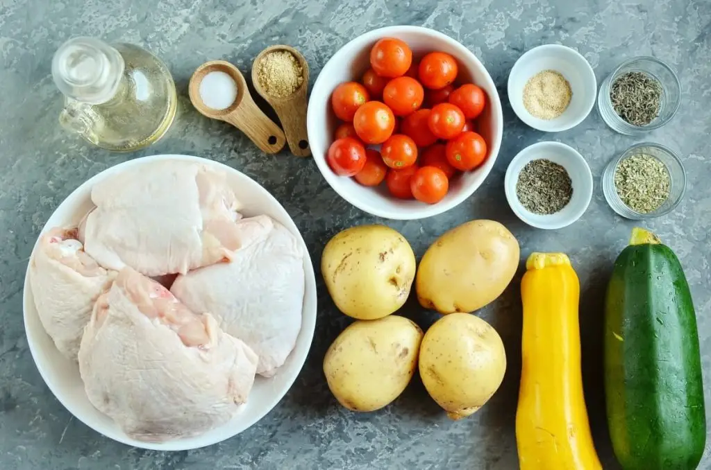 Ingredients for Crispy Chicken Thighs One-Pan Meal