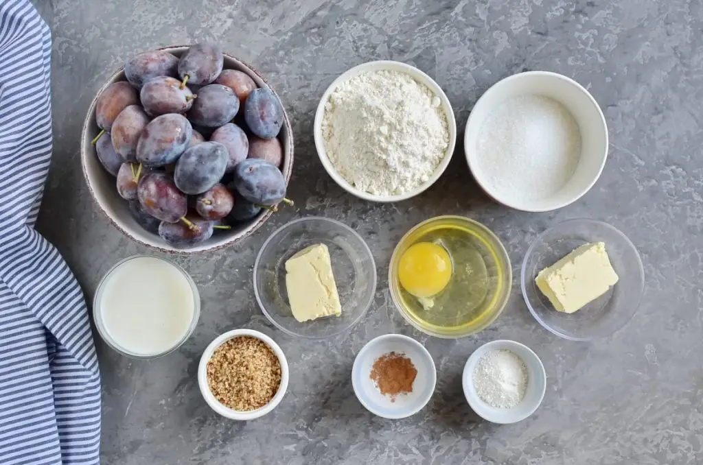 Ingredients for Damson Plum Crumble Cake