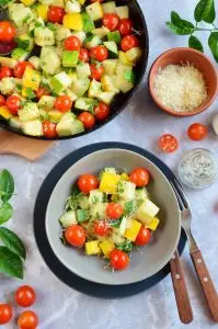 Garlic-Parmesan Zucchini Squash & Tomatoes