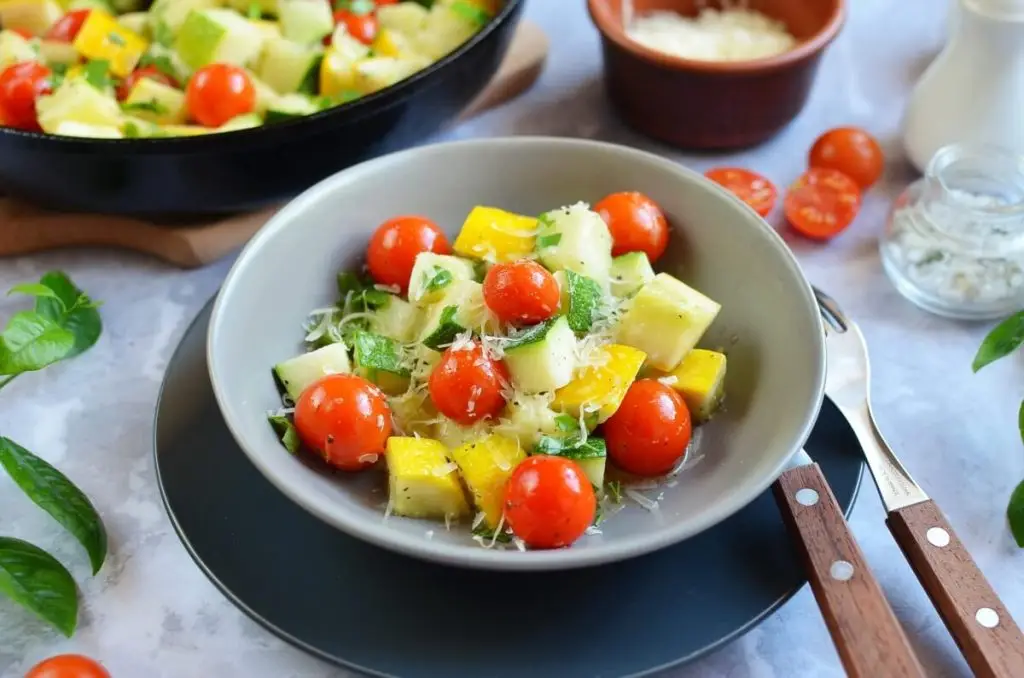 Garlic-Parmesan Zucchini Squash & Tomatoes