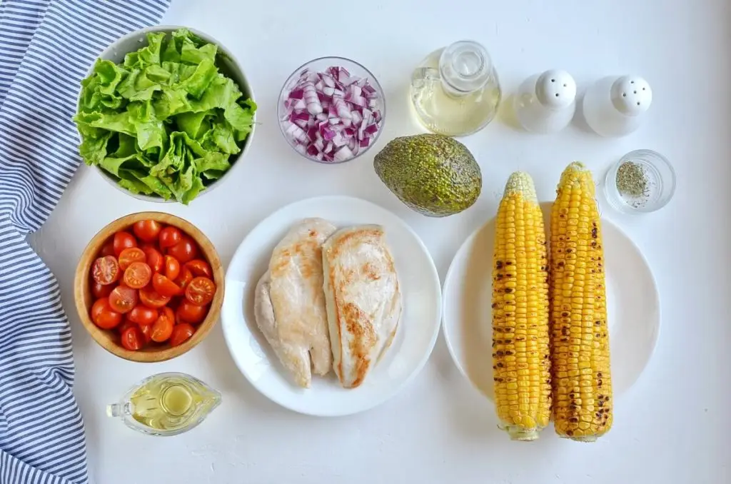 Ingredients for Grilled Chicken Corn Salad