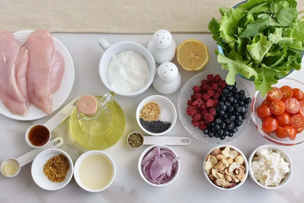 Ingredients for Grilled Chicken Salad with Raspberry