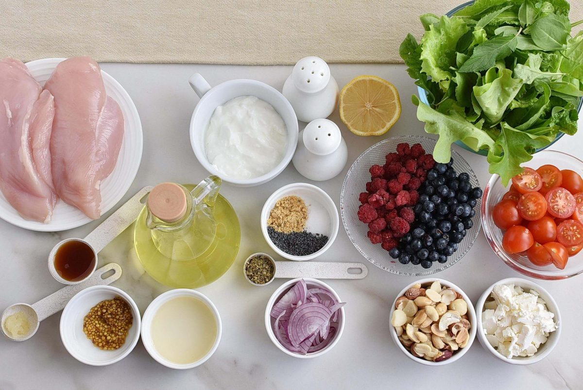 Ingredients for Grilled Chicken Salad with Raspberry