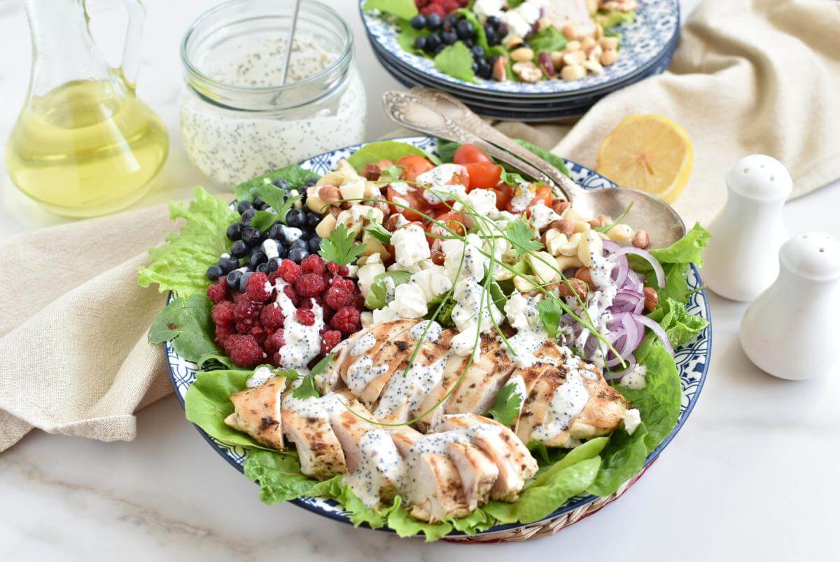 Grilled Chicken Salad with Raspberry Recipe–Homemade Grilled Chicken Salad with Raspberry–Easy Grilled Chicken Salad with Raspberry