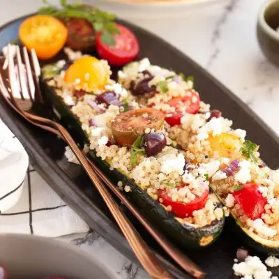 Grilled Zucchini Boats Recipe-Stuffed Grilled Zucchini-Easy Healthy Vegan Zucchini Boats