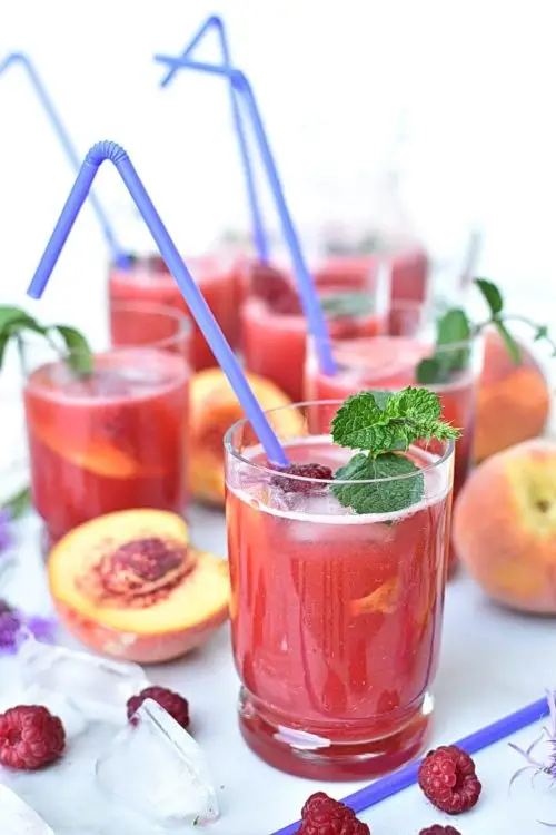 Homemade Raspberry Peach Lemonade