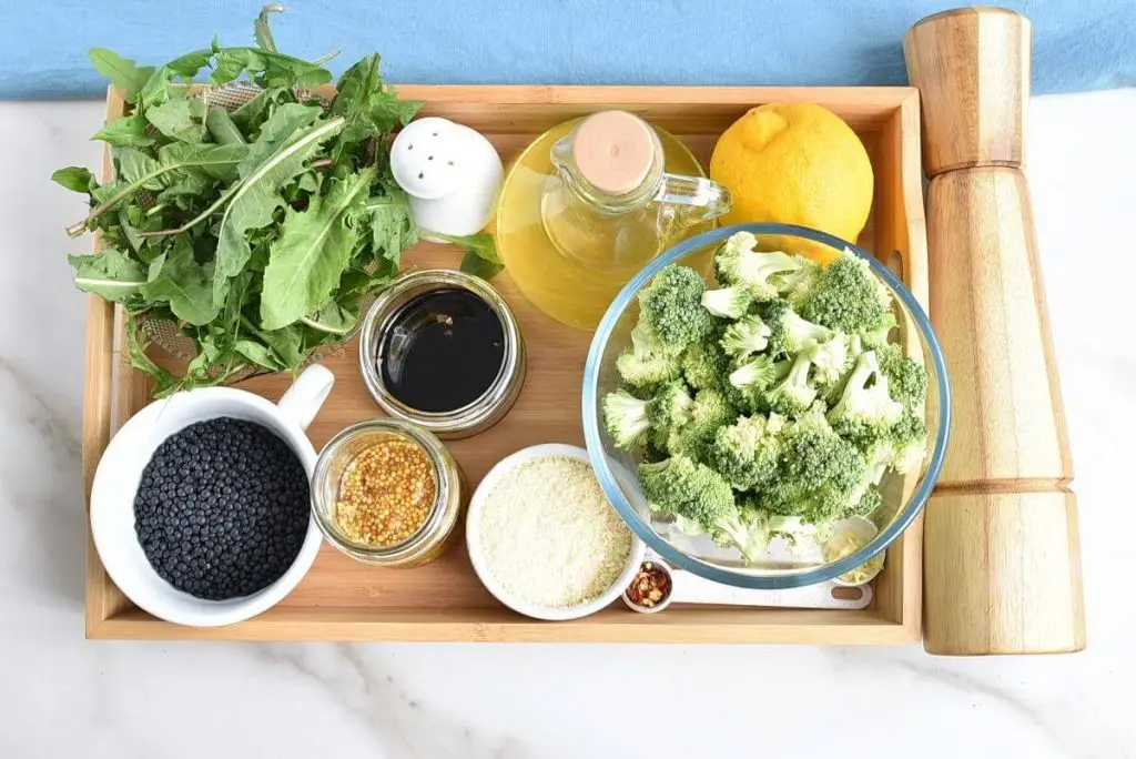 Ingredients for Lemony Roasted Broccoli, Arugula and Lentil Salad