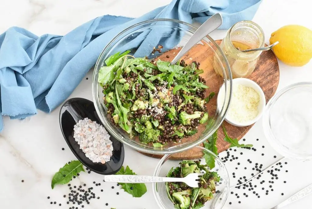 Lemony Roasted Broccoli, Arugula and Lentil Salad