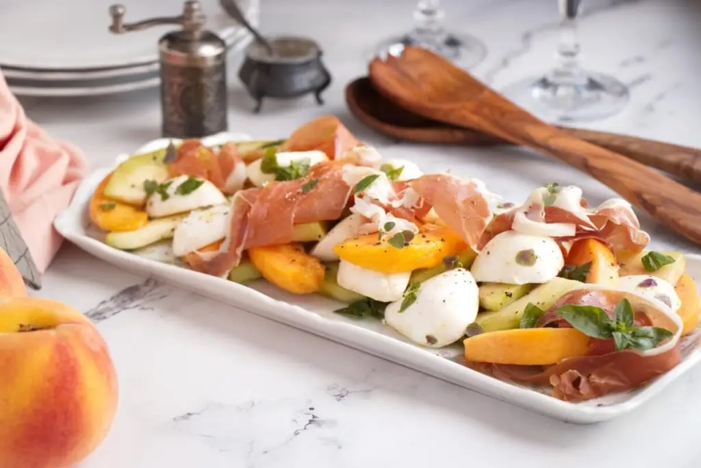Melon Peach Salad with Prosciutto