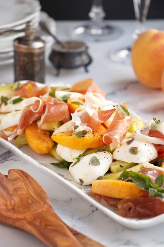 Melon Peach Salad with Prosciutto