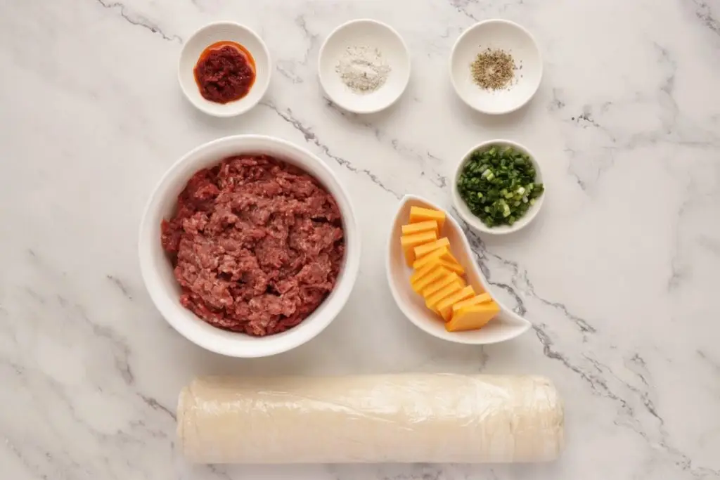 Ingredients for Mini Cheeseburger Pastry Bundles