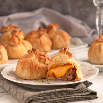 Mini-Cheeseburger Pastry Bundles Recipe-Easy Party Appetizers-Pastry Appetizers