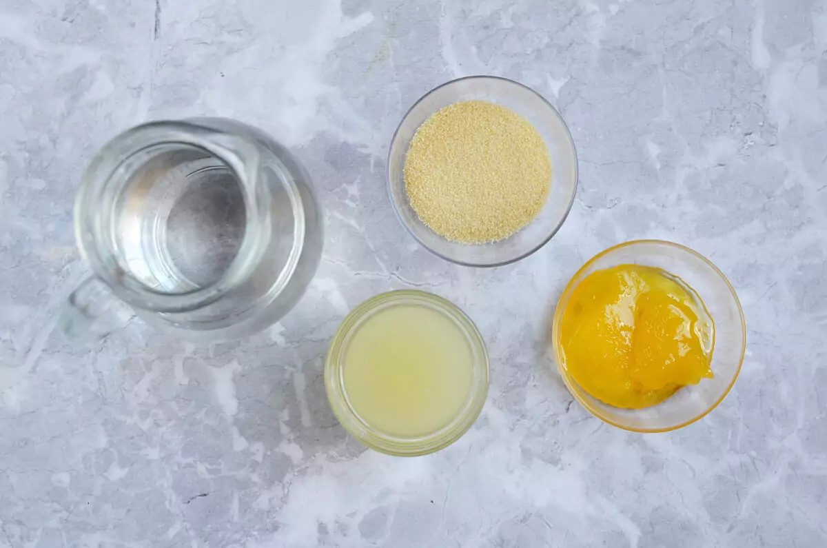 Ingridiens for Naturally Sweetened Homemade Lemon Jello