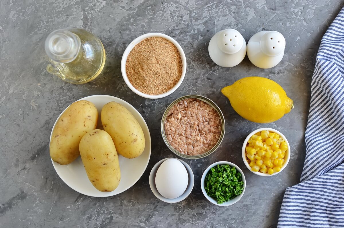 Ingridiens for Potato and Tuna Patties