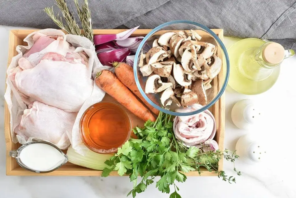 Ingredients for Quick One Pan Coq Au Vin Blanc