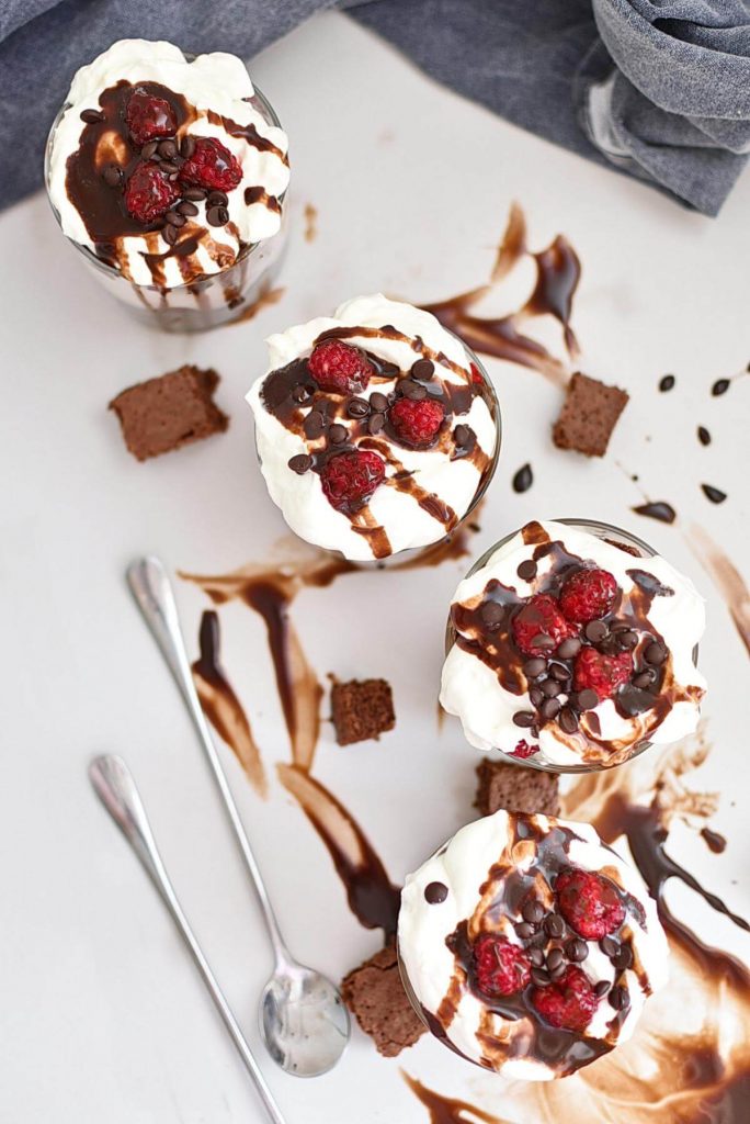 Raspberry Brownie Cheesecake Trifles