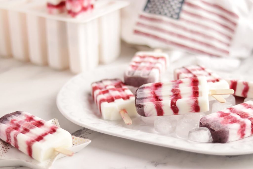 Red White and Blueberry Popsicles Recipe-Healthy Labor Day Popsicles-Easy Berry and Yogurt Popsicles