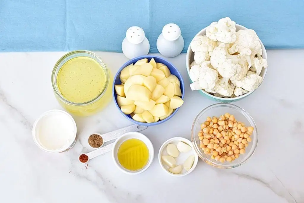 Ingredients for Roasted Cauliflower & Chickpea Soup