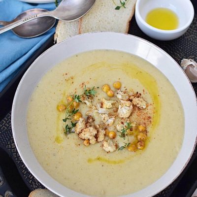 Roasted Cauliflower & Chickpea Soup Recipe–Homemade Roasted Cauliflower & Chickpea Soup–Easy Roasted Cauliflower & Chickpea Soup