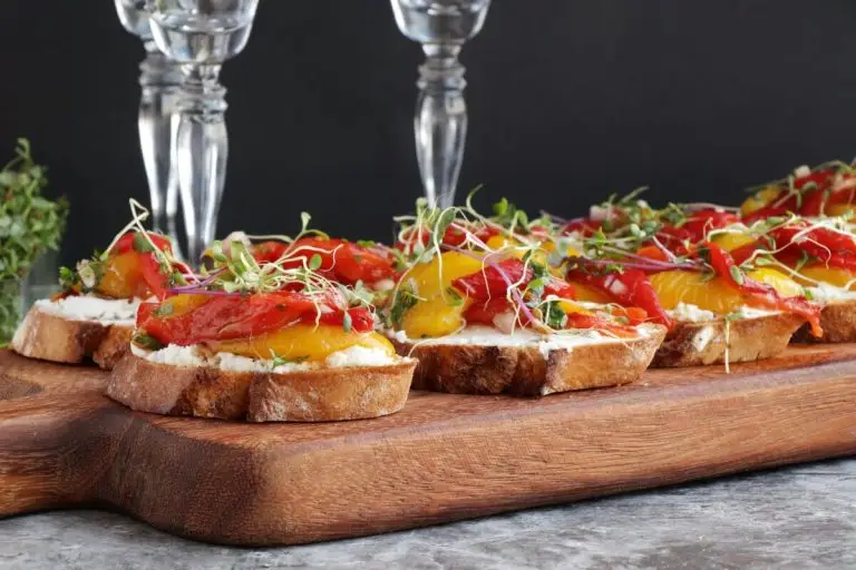 Step 6 - Bruschetta with Roasted Peppers & Goat Cheese