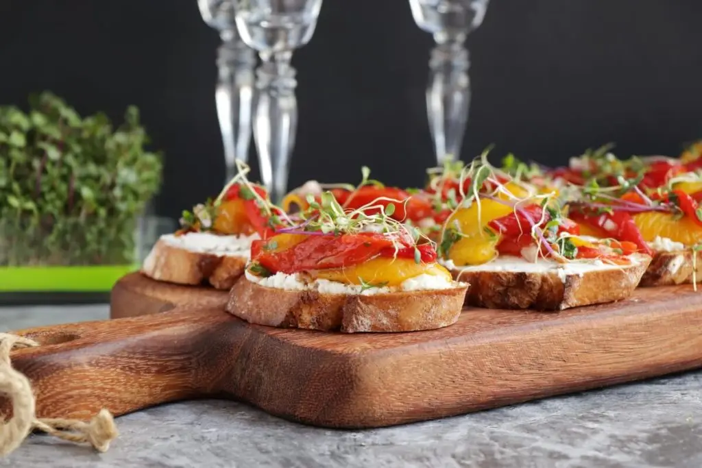 Bruschetta with Roasted Peppers & Goat Cheese