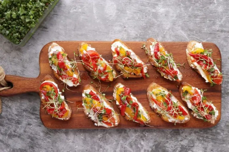 Step 5 - Bruschetta with Roasted Peppers & Goat Cheese