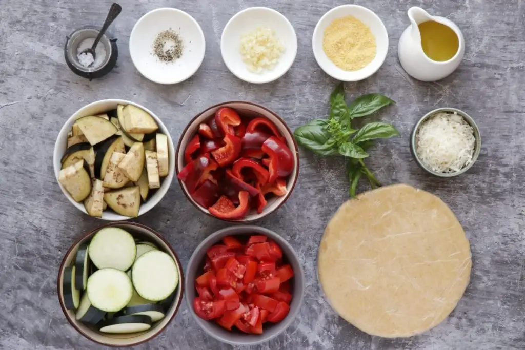 Ingredients for Rustic Roasted Vegetable Tart