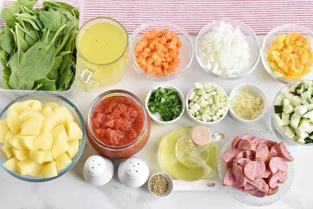 Ingredients for Smoked Sausage and Vegetable Soup