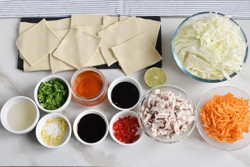 Ingredients for Thai Chicken Salad Wonton Cups