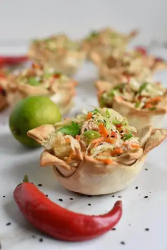 Thai Chicken Salad Wonton Cups