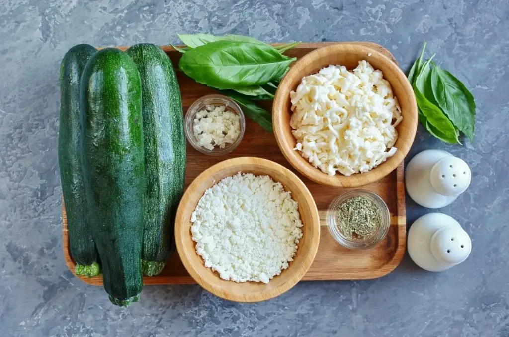 Ingredients for Low Carb White Pizza Stuffed Zucchini Boats