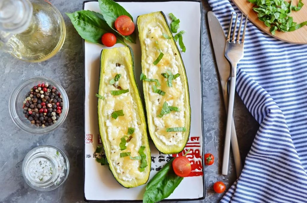 How to serve Low Carb White Pizza Stuffed Zucchini Boats