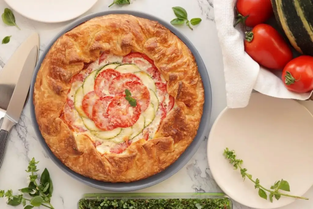 Zucchini, Tomato and Mozzarella Tart