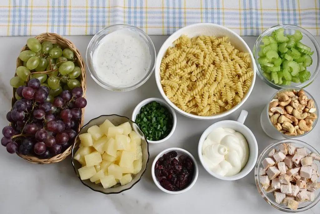 Ingredients for Cashew-Chicken Rotini Salad