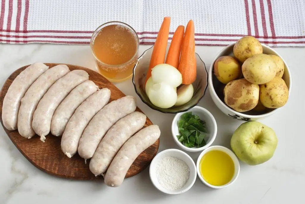 Ingredients for Cider, Apple and Sausage Casserole