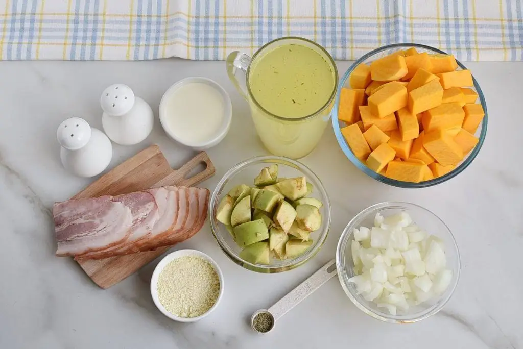 Ingredients for Creamy Butternut Squash Soup with Apple