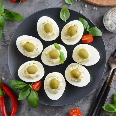 Eggs Mimosa with Olive Paste Recipe-How To Make Eggs Mimosa with Olive Paste-Delicious Eggs Mimosa with Olive Paste