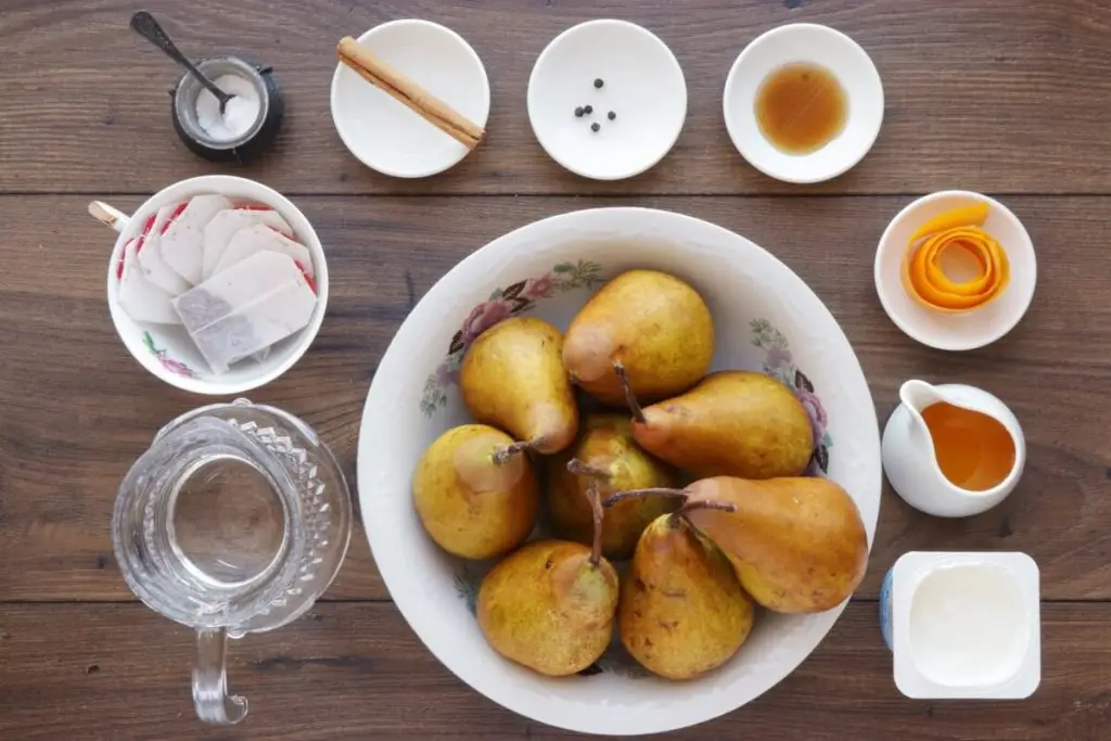 Ingredients for Hibiscus Poached Pears