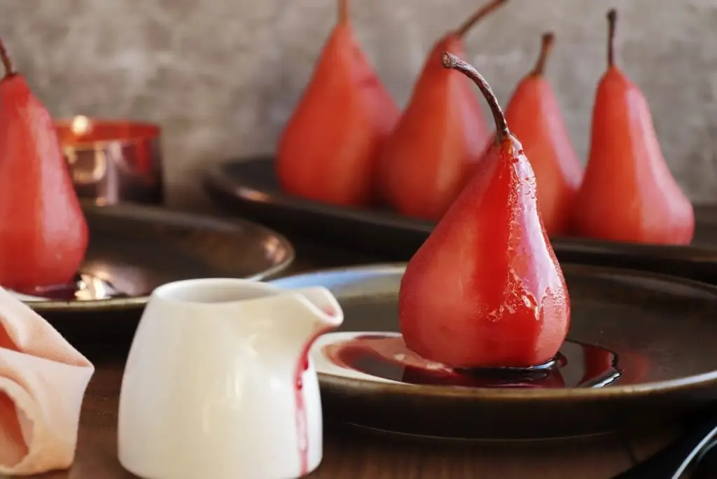 Hibiscus Poached Pears