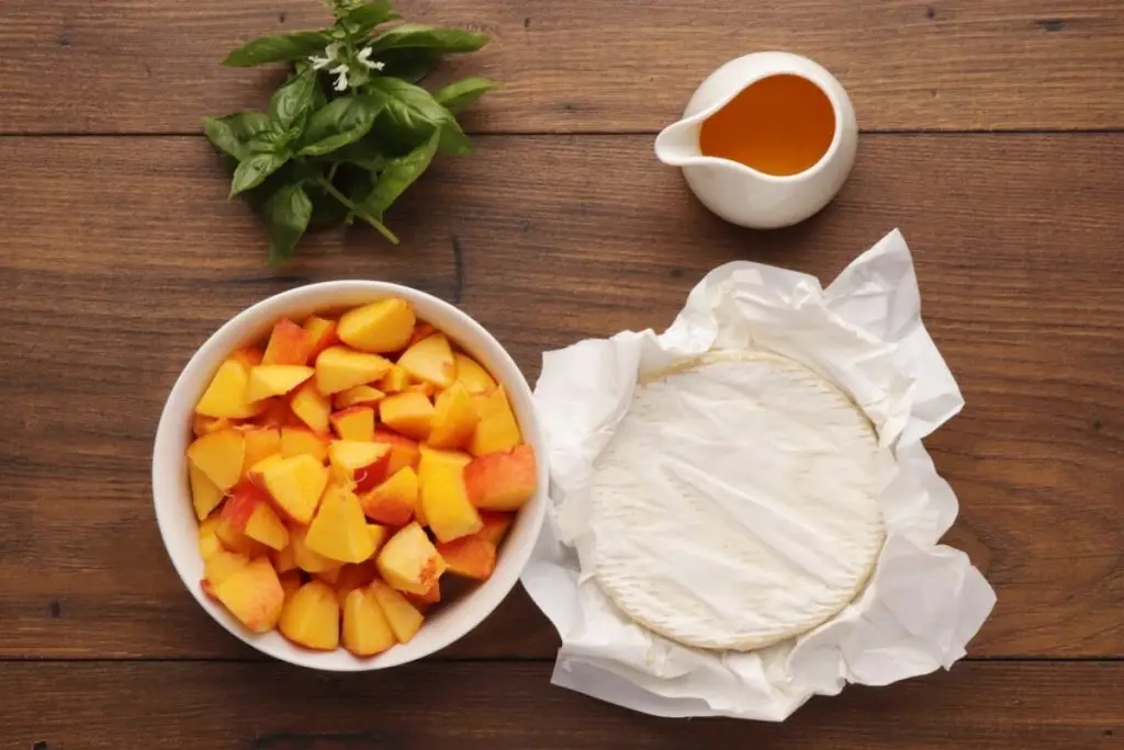 Ingredients for Honey, Basil & Peach Baked Brie