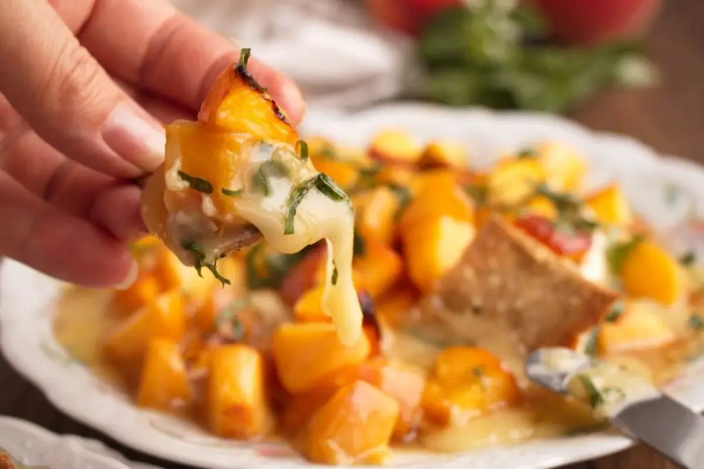 Honey, Basil & Peach Baked Brie
